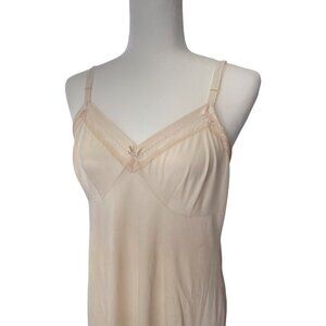 Vintage Lorraine Slip Size 38 Tall Champagne Cream Ivory Lace Trim Dress